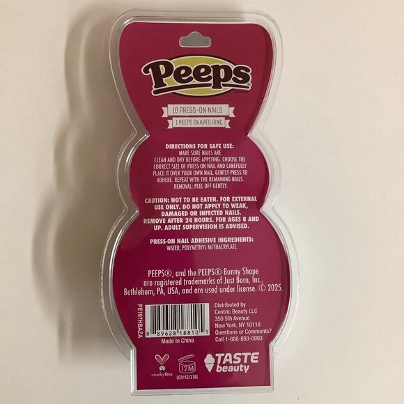 Peeps Collection” Set Of 3 Includes Girl Press On Nail Set, Lip Balms, Brush Set - Picture 4 of 8